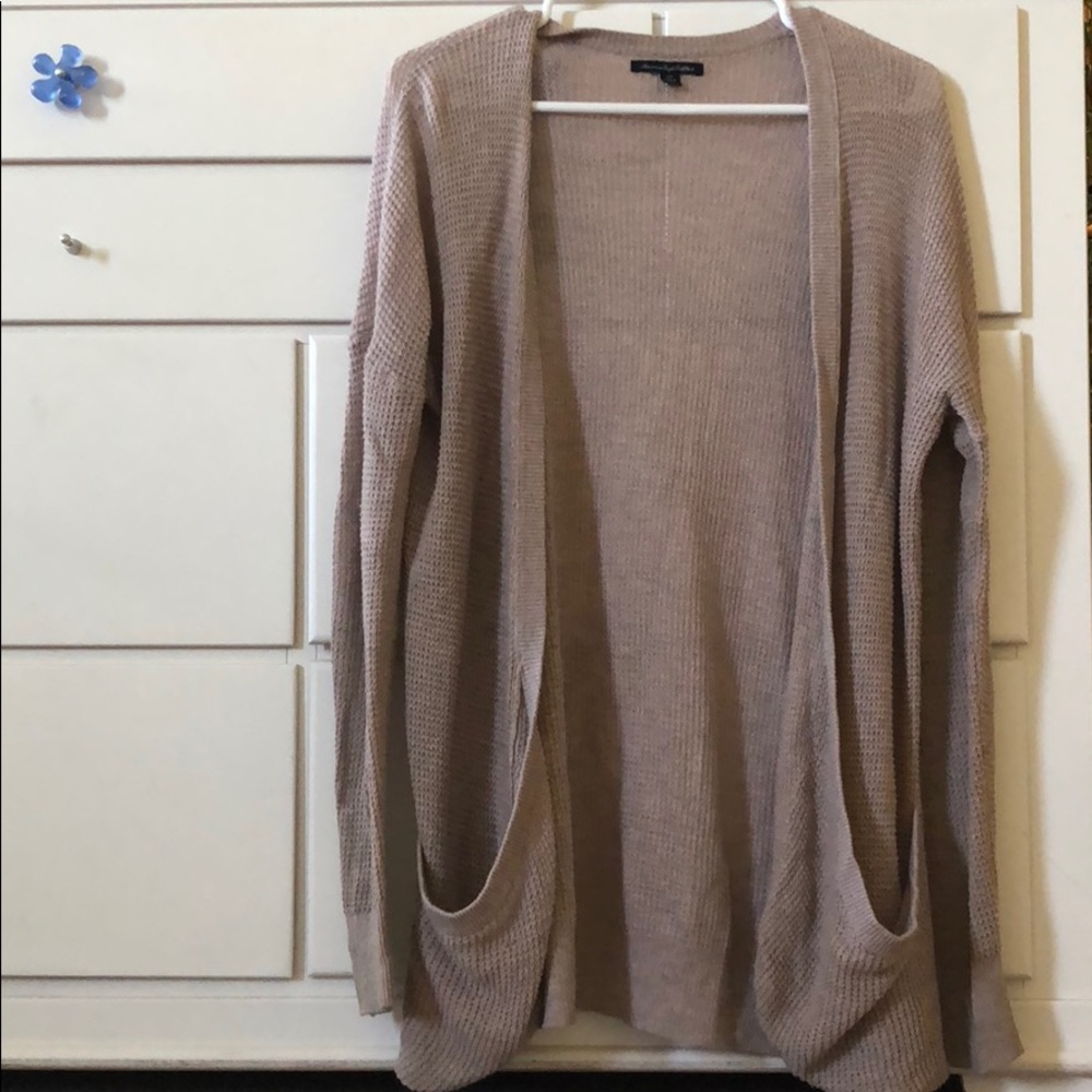 Long Pink and Greg Knit American Eagle Cardigan